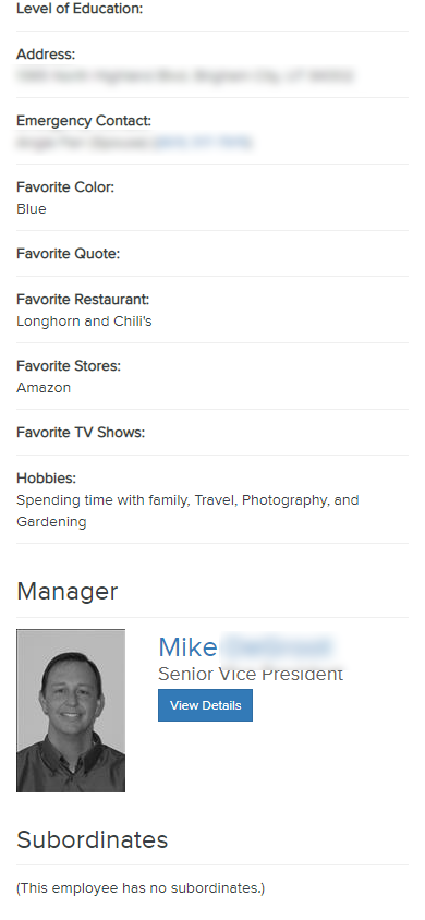 Employee details screen